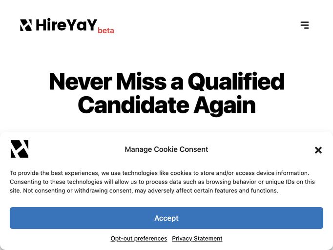 screenshot of HireYaY