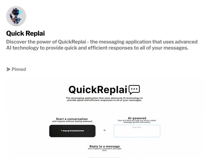 screenshot of QuickReplai