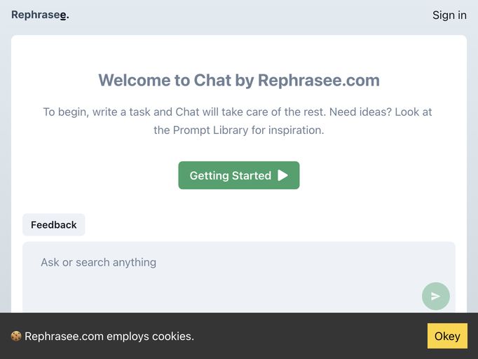 screenshot of Rephrasee.com