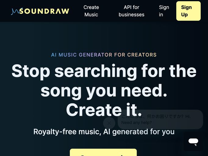 screenshot of Soundraw