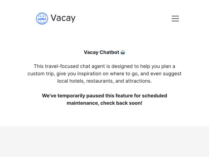 screenshot of Vacay