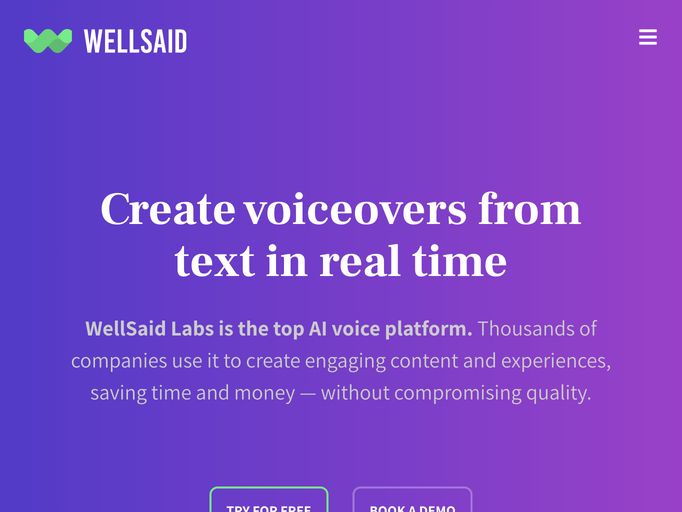 screenshot of Wellsaid