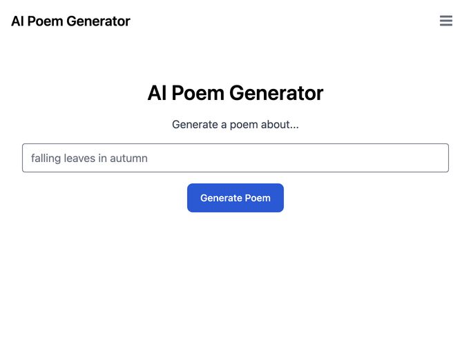 screenshot of AI Poem Generator