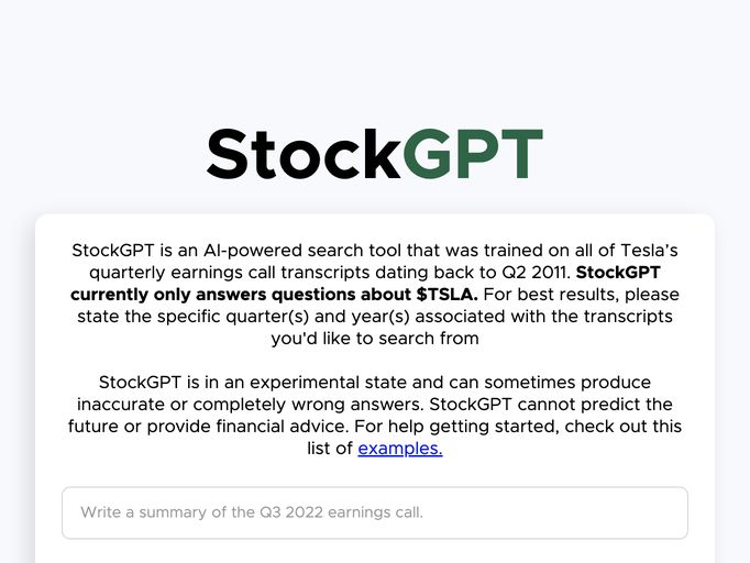 screenshot of StockGPT