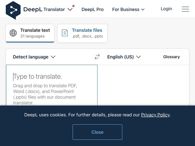 screenshot of DeepL