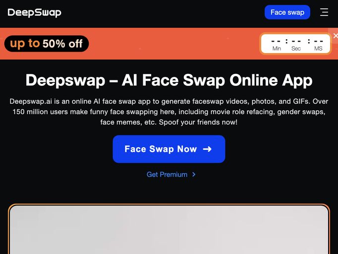 screenshot of DeepSwap