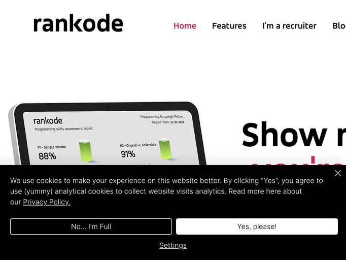 screenshot of Rankode