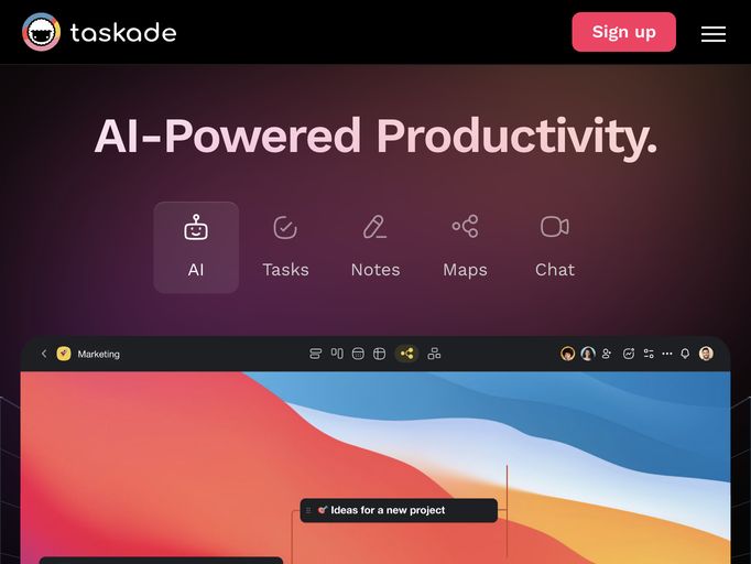 screenshot of Taskade